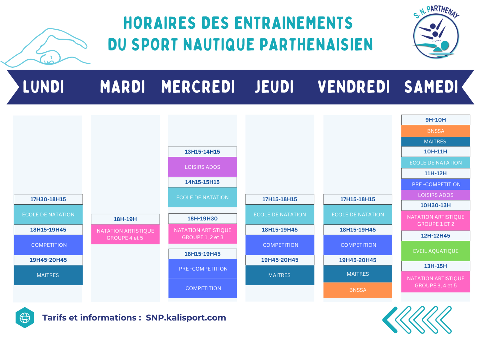 Planning des entrainements
